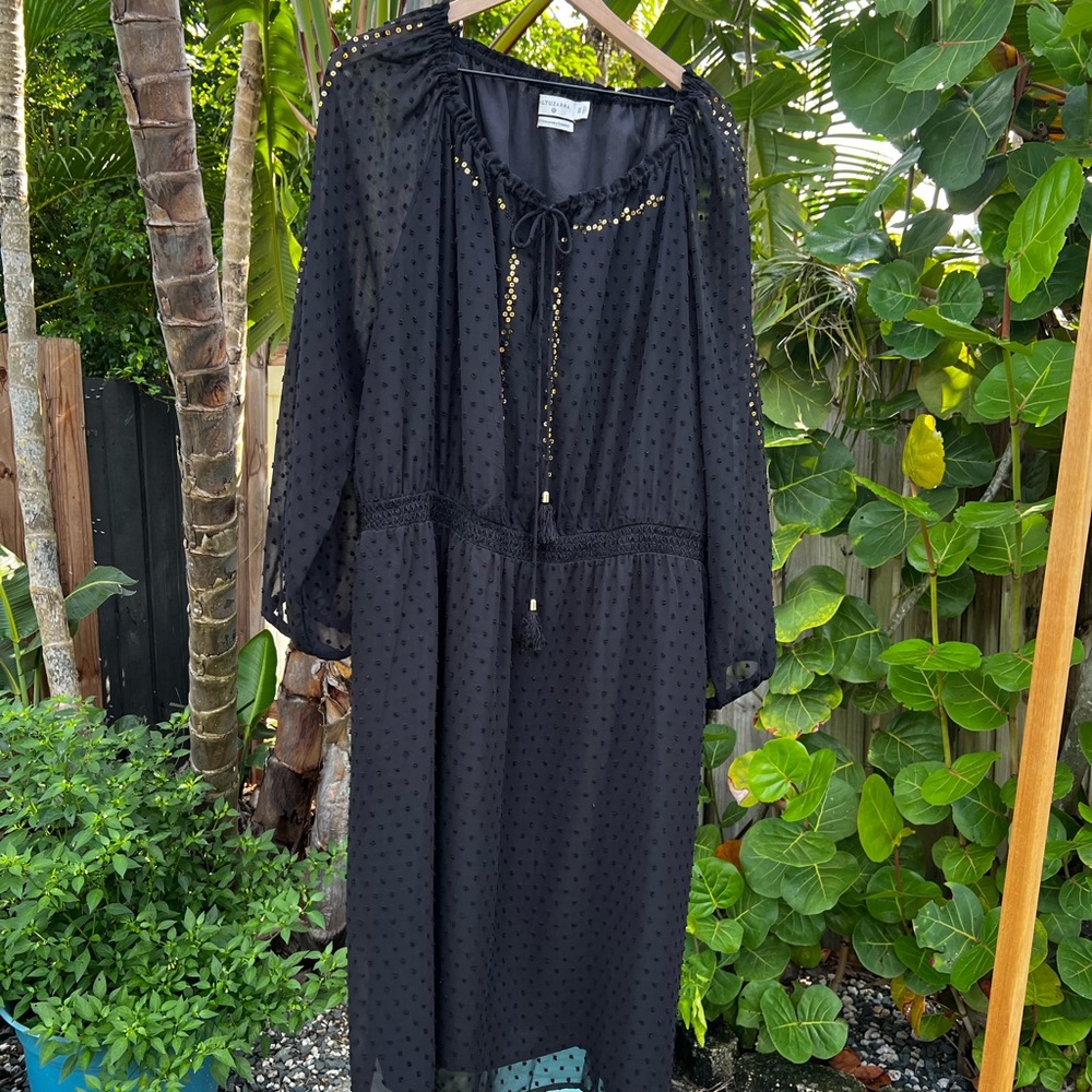 Fun black hobnail and gold sequin party dress